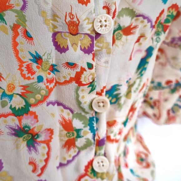 Zadig & Voltaire Butterfly Silk Blouse | Off Shoulder Ruffle Top Boho Romantic - Picture 13 of 16